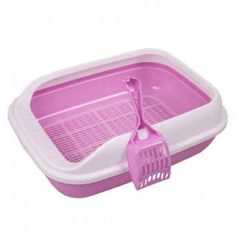 Pado Cat Litter Tray With Mesh Net - 49 x 36 x 17 cm - Pink