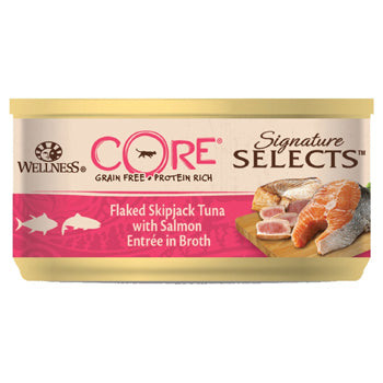 Wellness Core Signature Selects Flaked Skipjack Tuna with Salmon Broth Cat 79g
