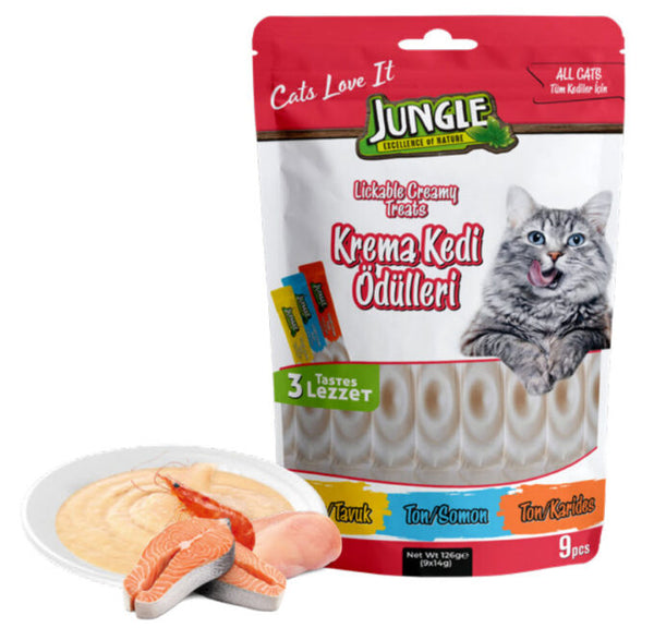 Jungle Assorted Lickable Treat For Cat Cream Mix 9*14 g