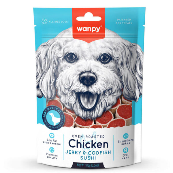Wanpy CHICKEN JERKY & CODFISH SUSHI 100 g