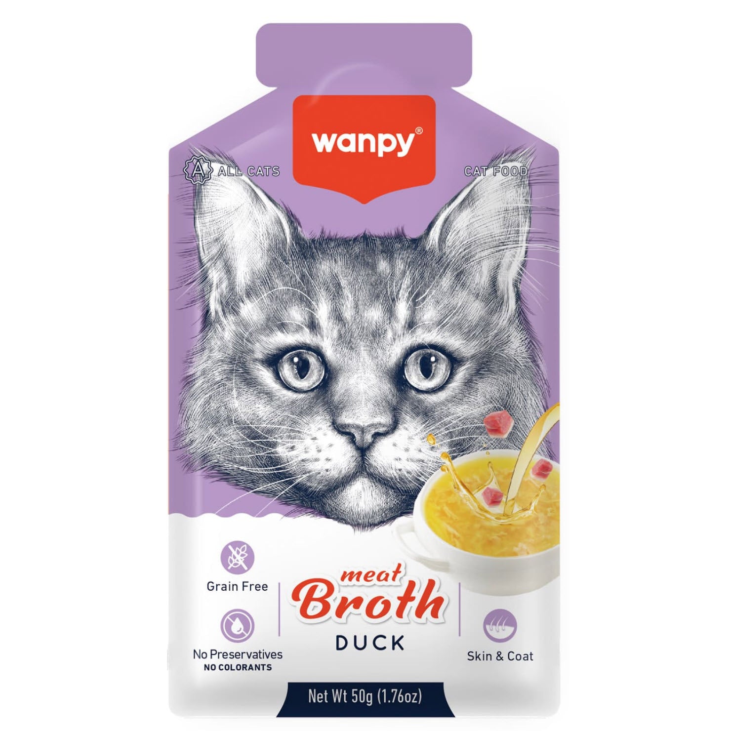 Wanpy MEAT BROTHS DUCK FOR CAT 50G *12PCS