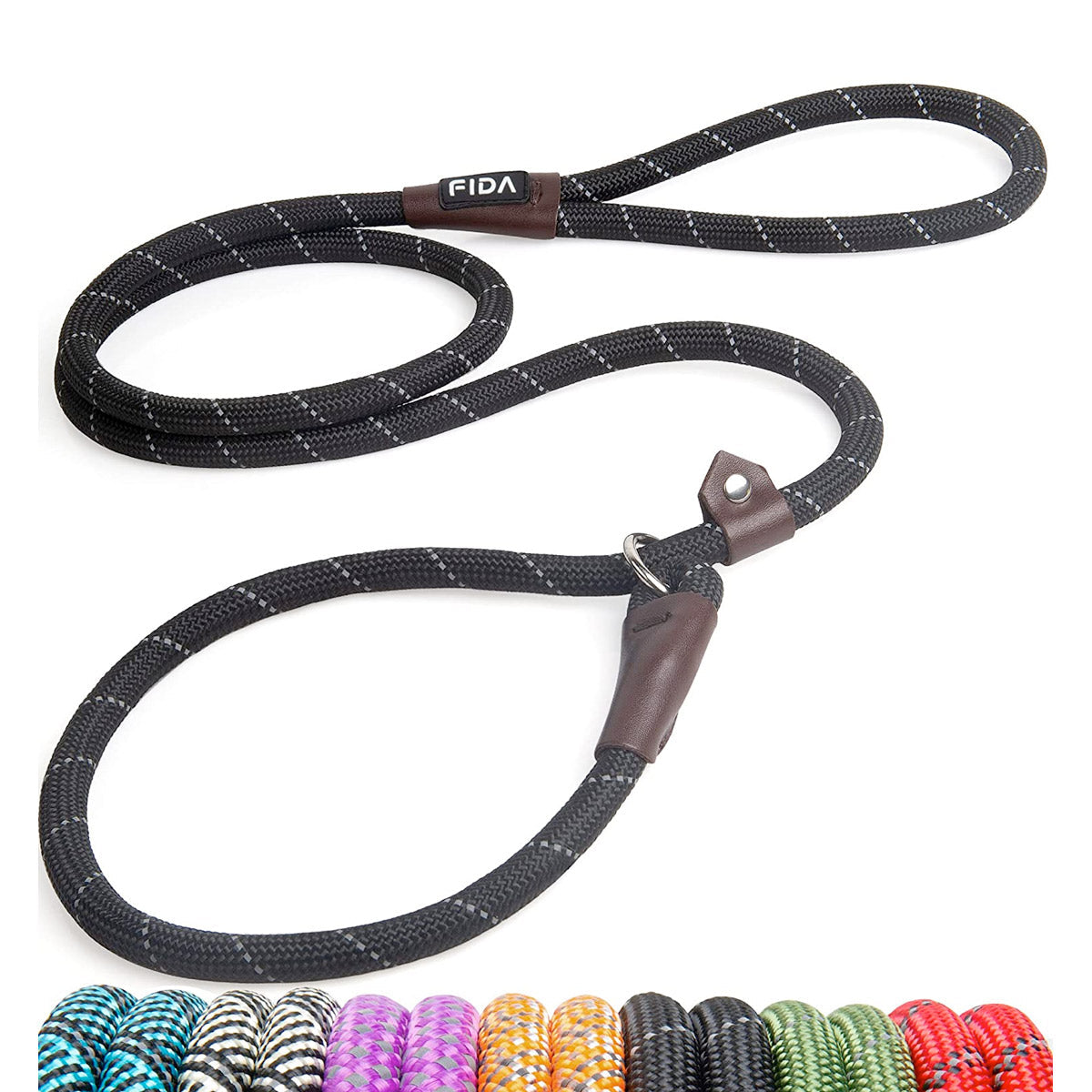 Fida Durable Slip Lead Dog Leash / Training Leash - Black