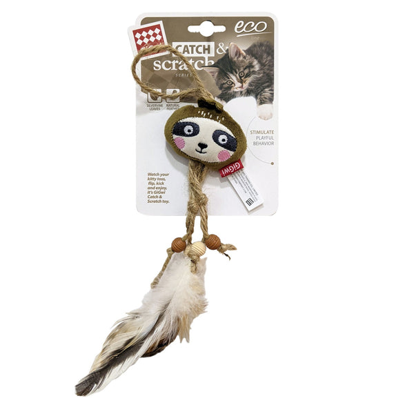 Sloth Catch & Scratch Eco line with Slivervine Leaves and Natural Feather 