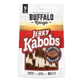 Buffalo Range Natural, Grain Free Jerky Kabob Rawhide Chews for Dogs