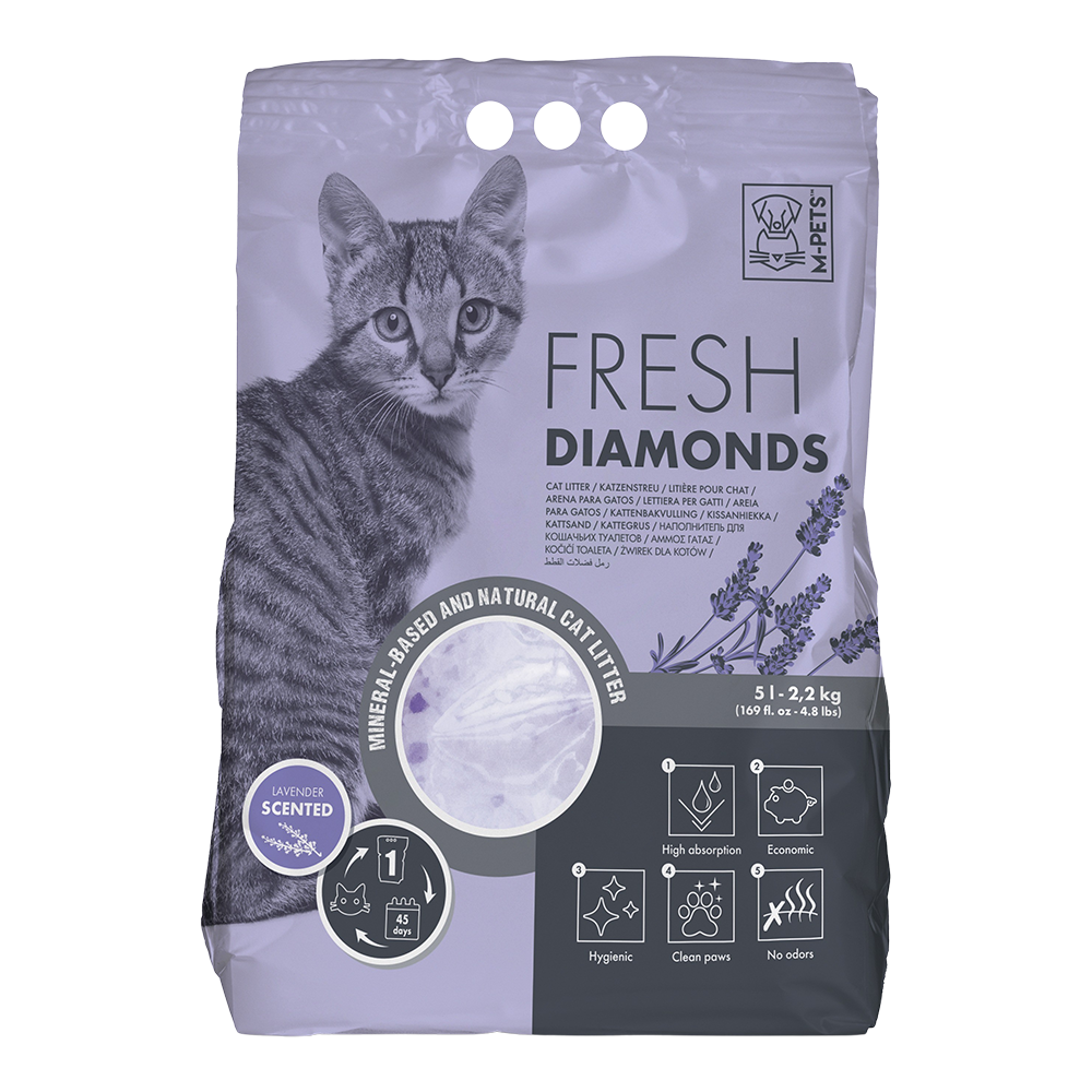 M-PETS Fresh Diamonds Silica Gel Cat Litter Lavender Scented 5L