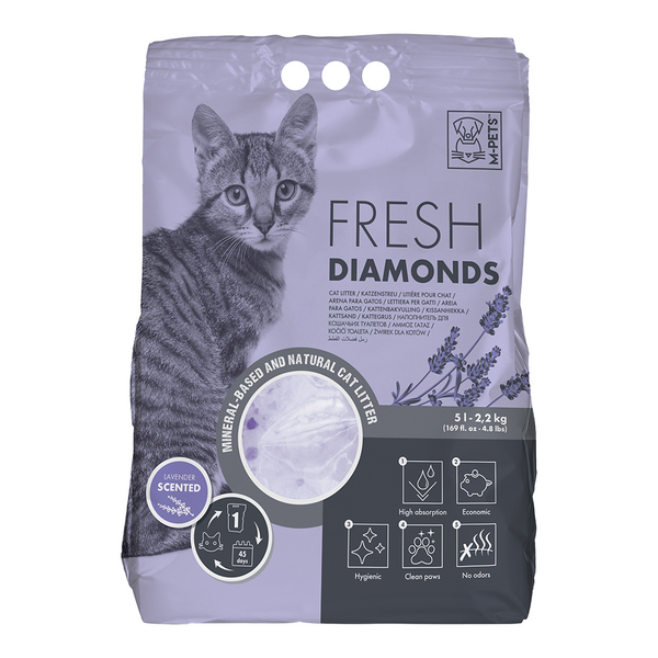 M-PETS Fresh Diamonds Silica Gel Cat Litter Lavender Scented 5L
