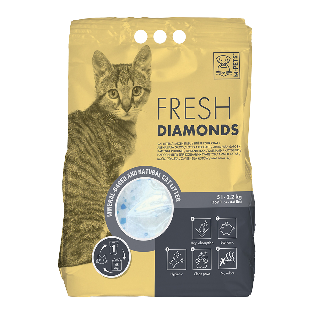 M-PETS Fresh Diamonds Silica Gel Cat Litter Non Scented 5L