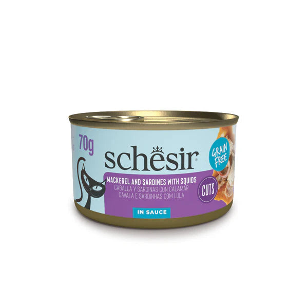 Schesir Grill Wholefood Cat Can Mackerel And Sardines With Squid 70g