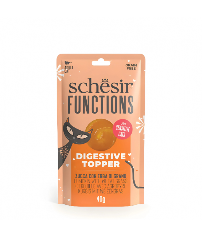 Schesir Functions Cat Pouch Digestive Topper Pumpkin With Wheat Grass 40g