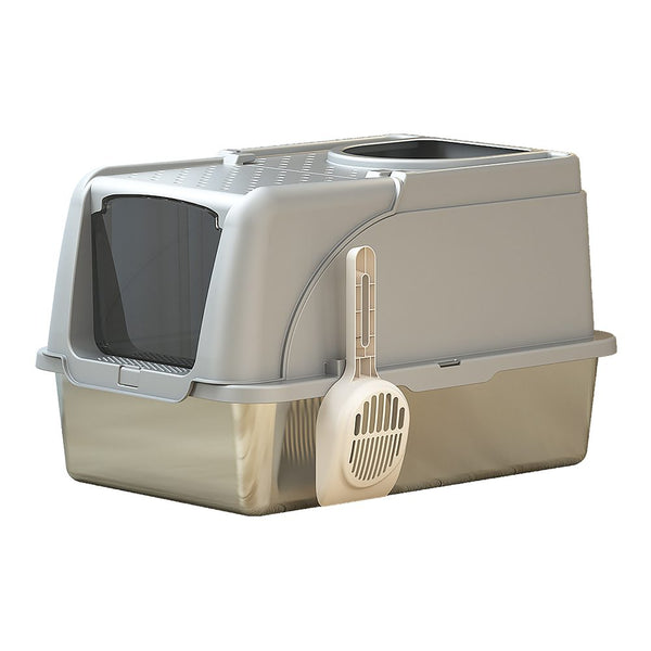 Pakeway Stainless Steel Flip-Top Cat Litter Box-62x41x40cm