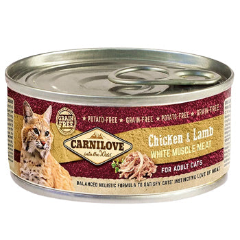 Carnilove Chicken & Lamb for Adult Cats Wet Food Cans 12x100gm