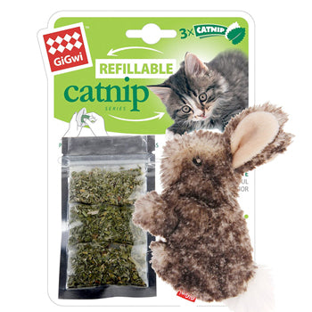 Rabbit Fluffy Plush Cat Toy with 3 Refillable Catnip Bags