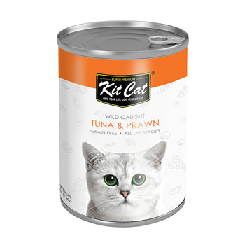 Kit Cat Wild Caught Tuna with Prawn Canned Cat Food 400g