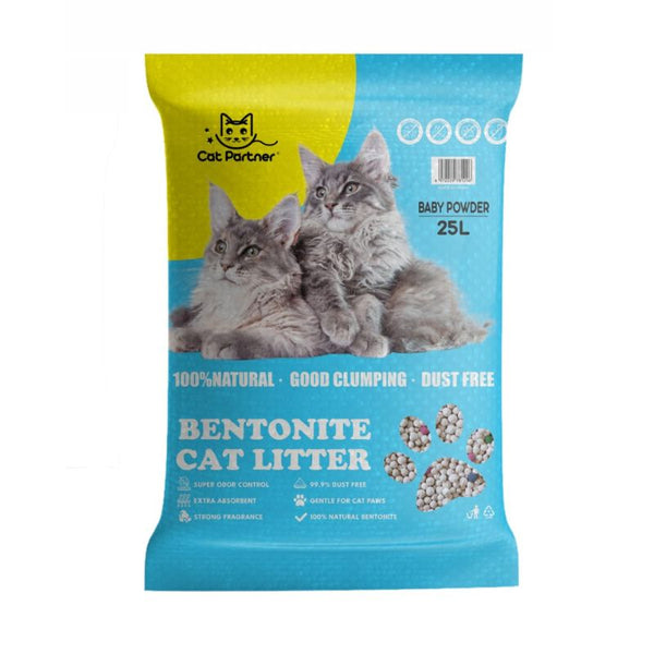 Cat Partner Bentonite Dust Free Clumping Litter 25L – Baby Powder