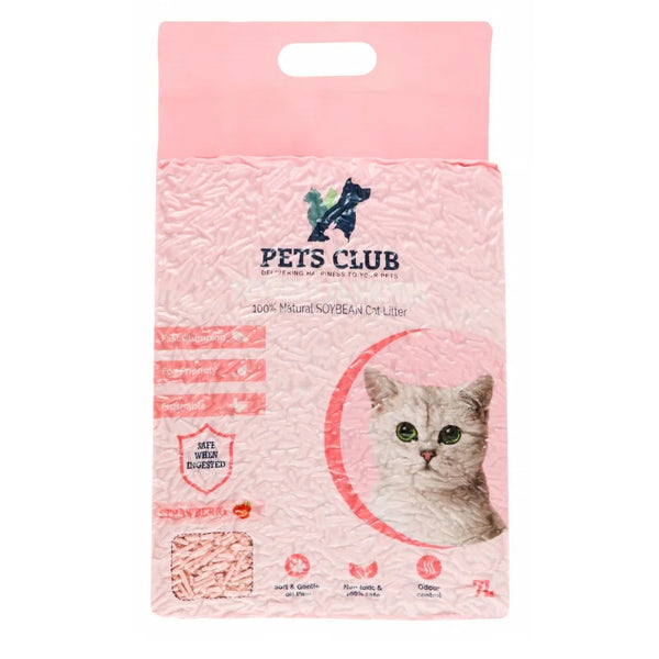 PETS CLUB SOYA BEAN CLUMPING CAT LITTER-STRAWBERRY -7L (2.5 Kg)