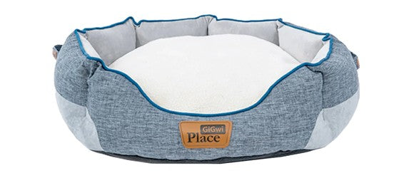 Gigwi Place Small Blue & White Round Pet Bed (31x22x4cm)