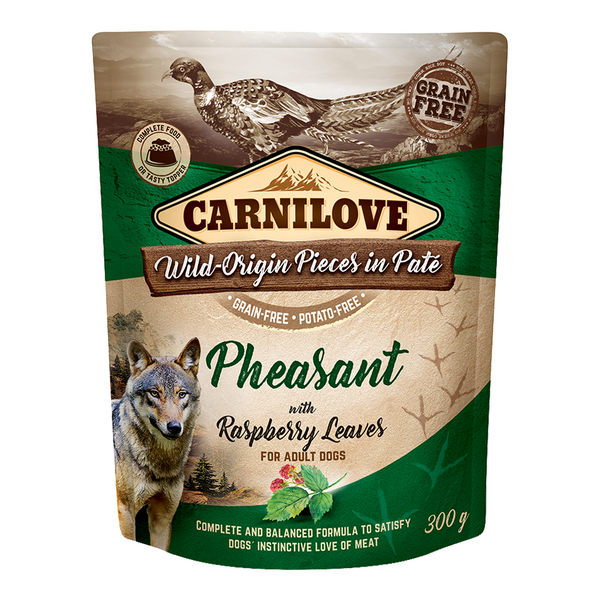 Carnilove Pheasant with Raspberry Leaves for Adult Dogs (Wet Food Pouches) 12x300g