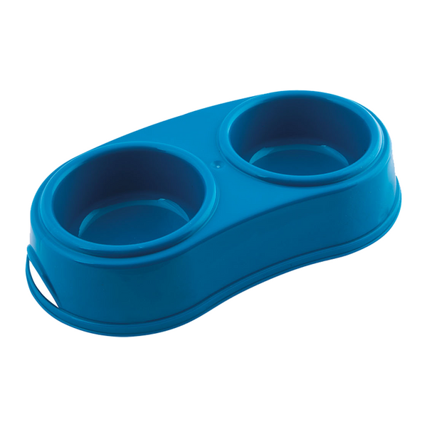 Georplast Plastic Double Antislip Pet Bowl L- Blue