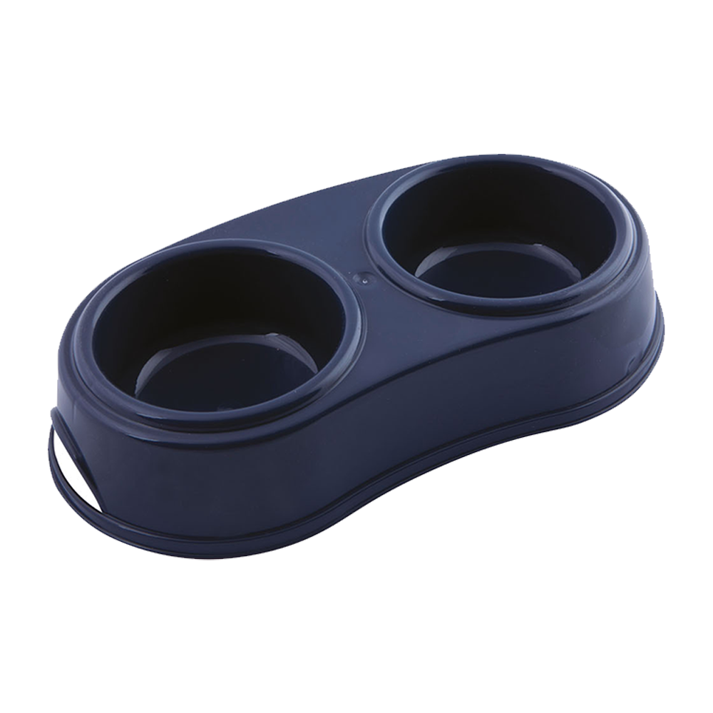 Georplast Plastic Double Antislip Pet Bowl L- Navy Blue