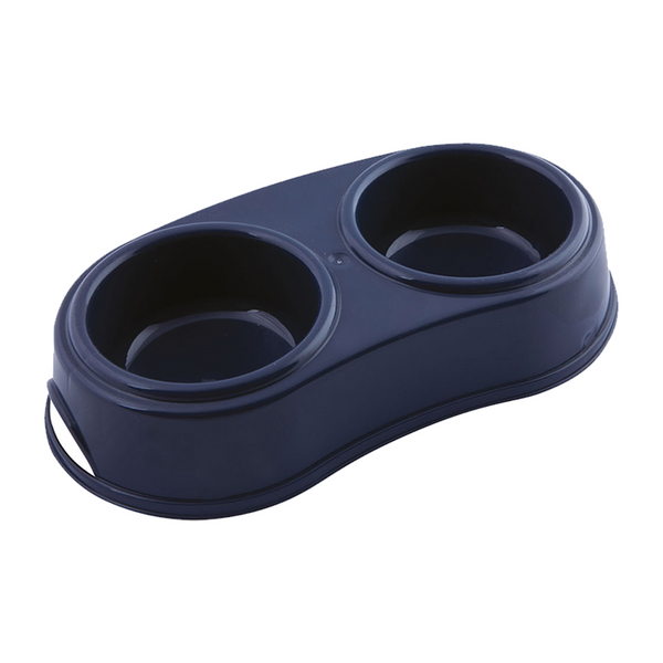 Georplast Plastic Double Antislip Pet Bowl L- Navy Blue