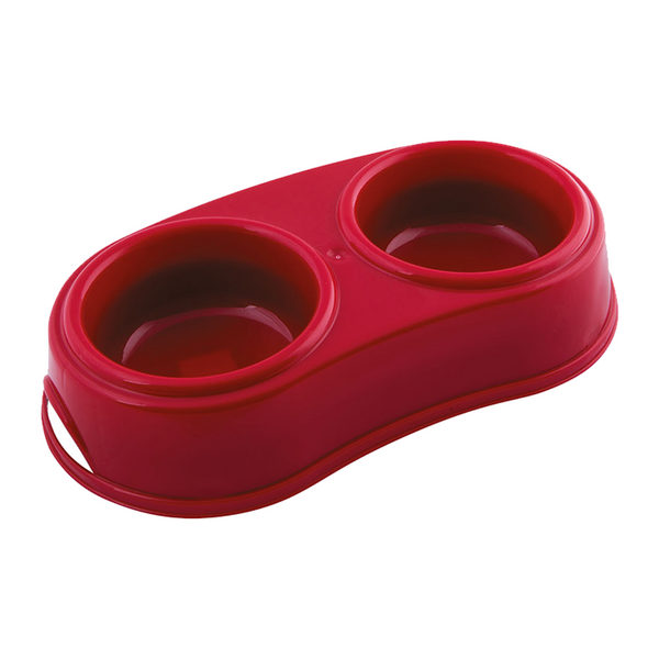 Georplast Plastic Double Antislip Pet Bowl L- Red