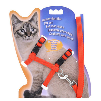 Adjustable Cat Harness Nylon Strap Collar with Leash