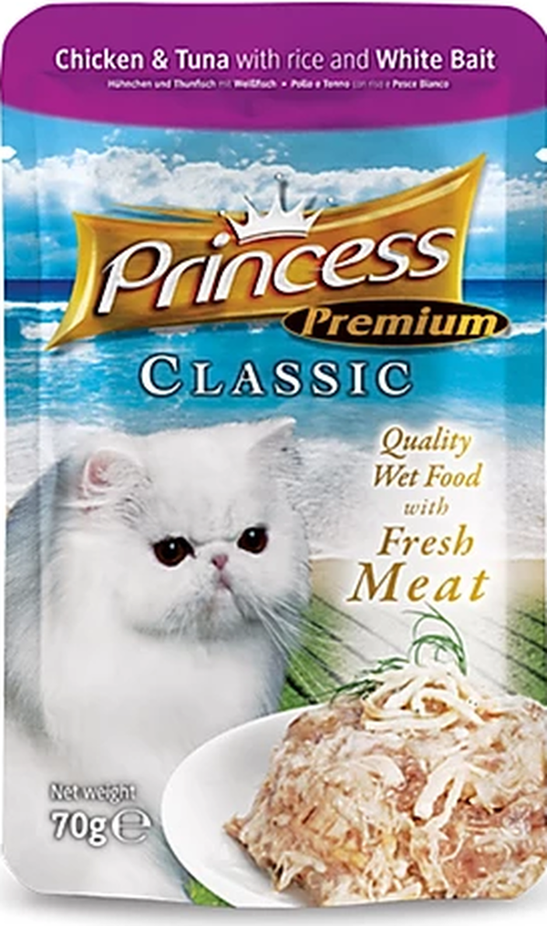 Princess Chicken & Tuna with Rice & Whitebait Pouch 70g