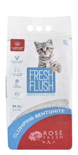 Fresh Flush Antibacterial Bentonite Clumping Cat Litter Rose Scent
